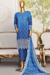 HZ Printkari Stitched 3 Piece Digital Printed & Emb Chikankari Lawn Collection'2024-PCL-401